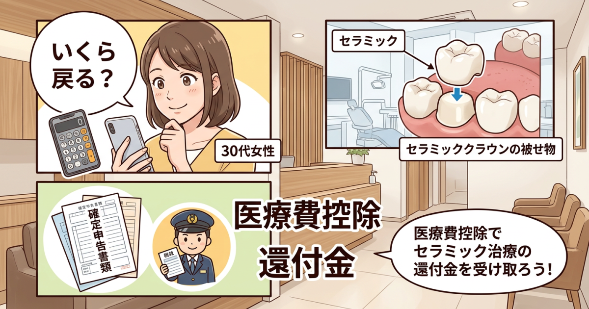 セラミック治療の医療費控除いくら戻る?年収500万円のシミュレーション例