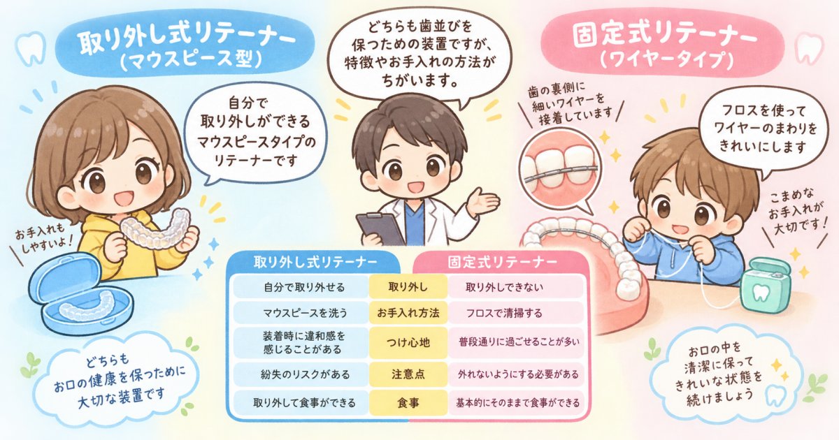 リテーナーの種類別に見る、継続しやすい保定方法の選び方
